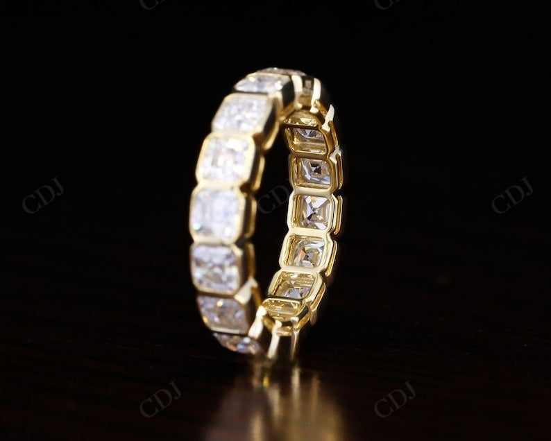 5.92CTW Asscher Cut Lab Grown Diamond Bezel Set Wedding Band  customdiamjewel   