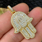 14K Gold Hamsa Hand Baguette Diamond Pendant  customdiamjewel   