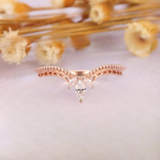 Vintage 0.26CTW Marquise Cut Diamond Curved Wedding Band  customdiamjewel 10KT Rose Gold VVS-EF