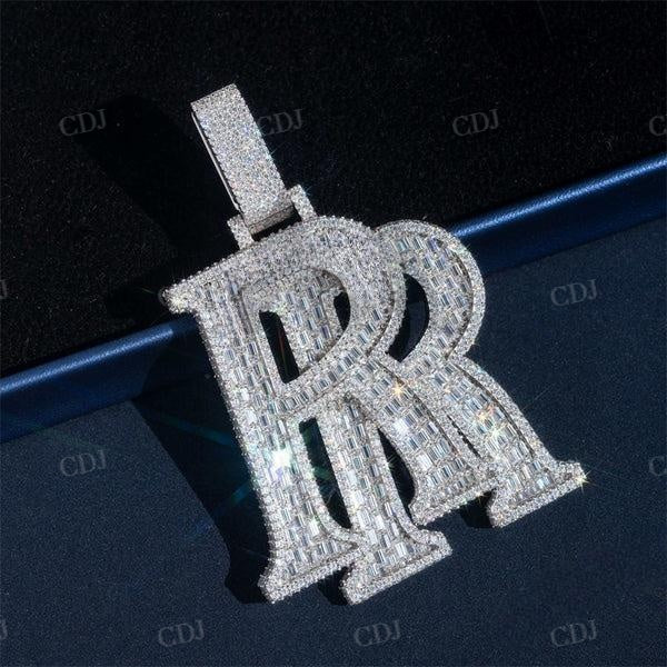 Fully Iced Out Custom Double R Initial Name Pendant  customdiamjewel   