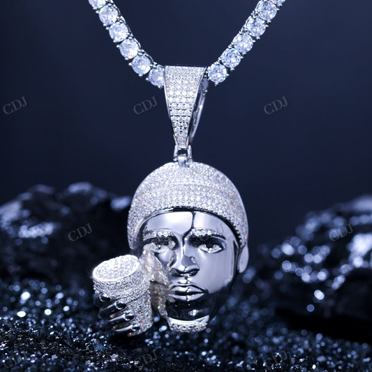 Sterling Silver Hip Hop Custom Head Pendant hip hop jewelry CustomDiamJewel