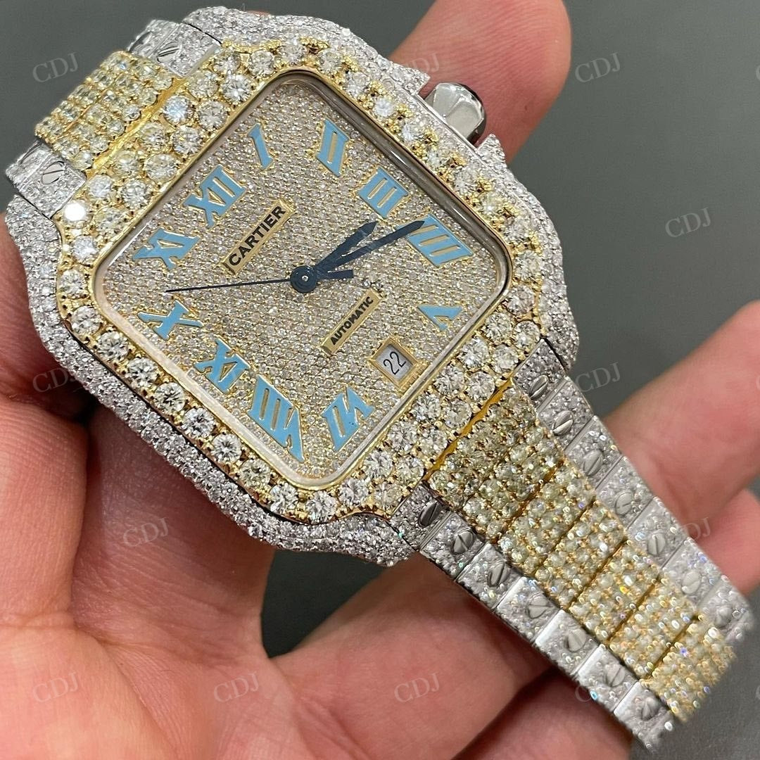 Hip Hop Diamond Cartier Wrist Watch  customdiamjewel   