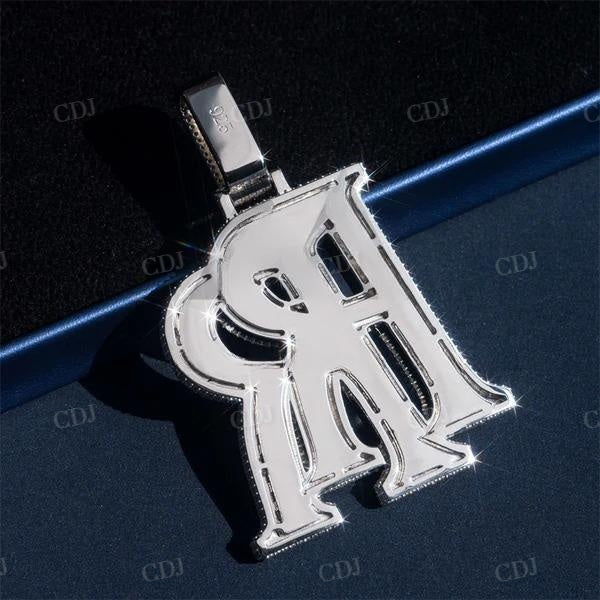 Fully Iced Out Custom Double R Initial Name Pendant  customdiamjewel   