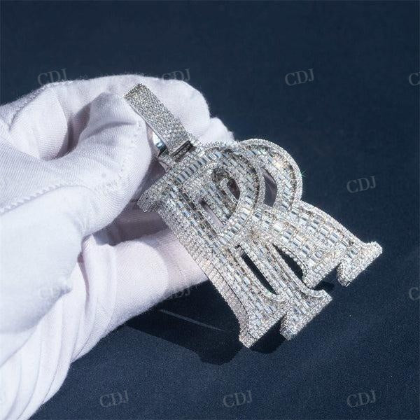 Fully Iced Out Custom Double R Initial Name Pendant  customdiamjewel   