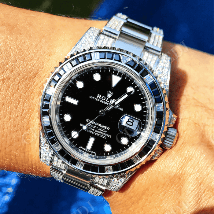 Rolex Black Dial Custom Diamond Watch  customdiamjewel   