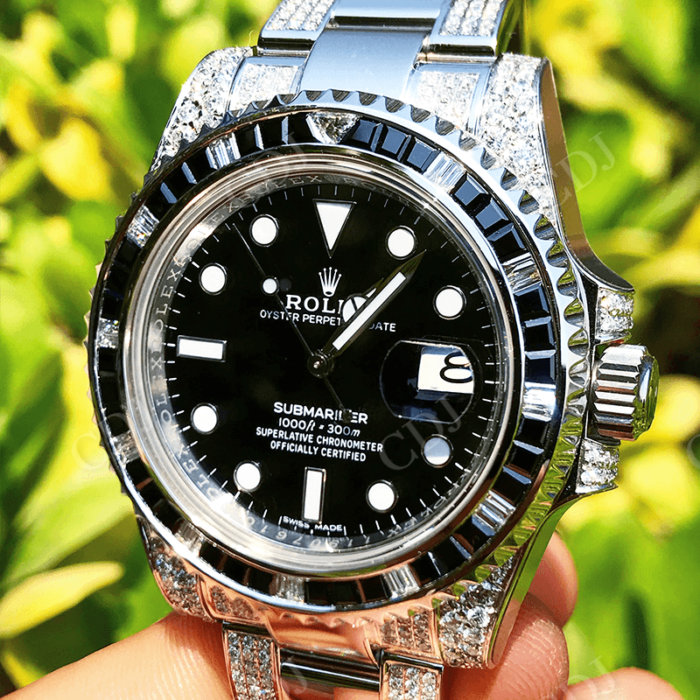 Rolex Black Dial Custom Diamond Watch  customdiamjewel   