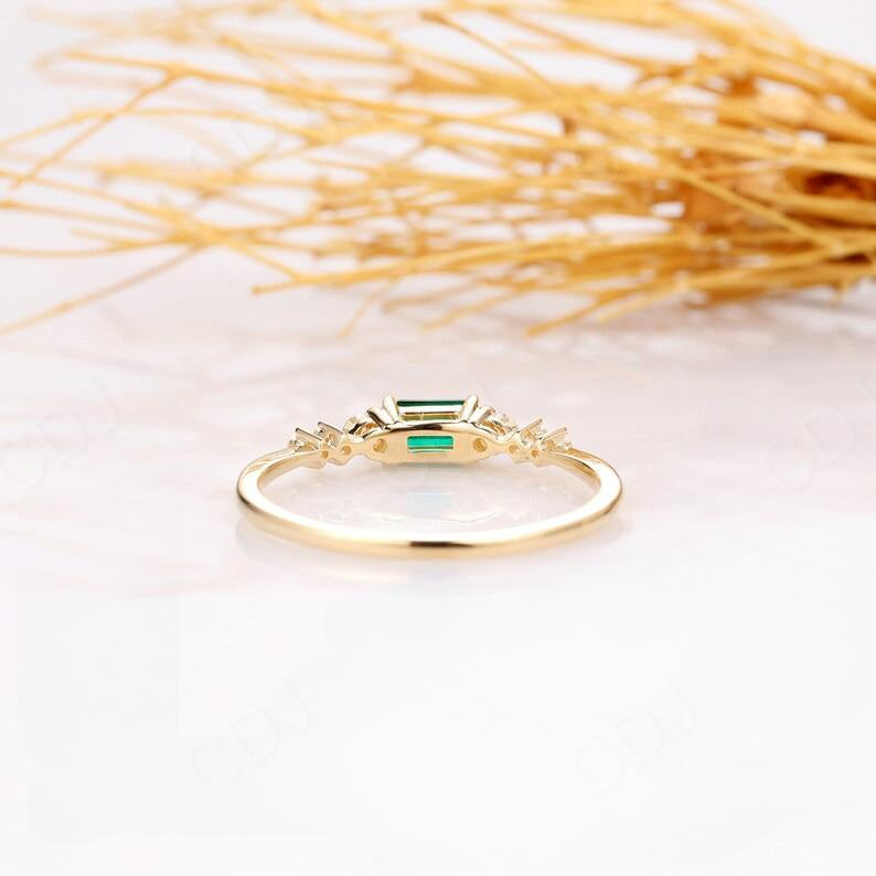 14k Yellow Gold Green Emerald Moissanite Stacking Wedding Band  customdiamjewel   