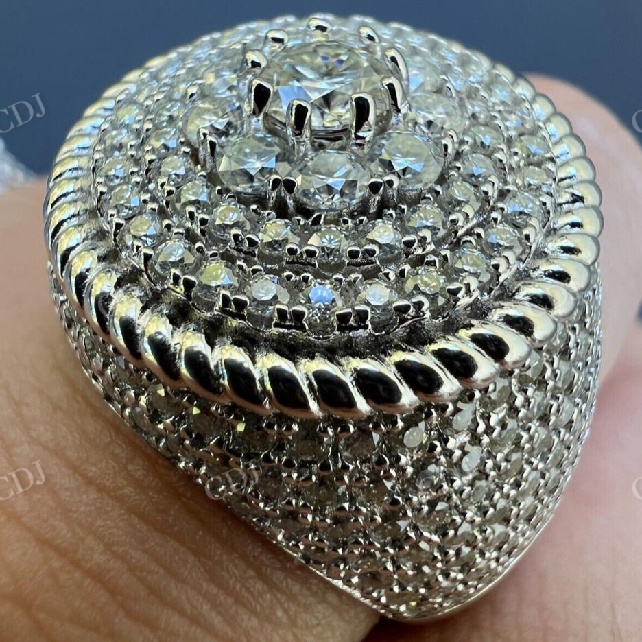 Round Moissanite Pinky Hip Hop Big Ring  customdiamjewel   