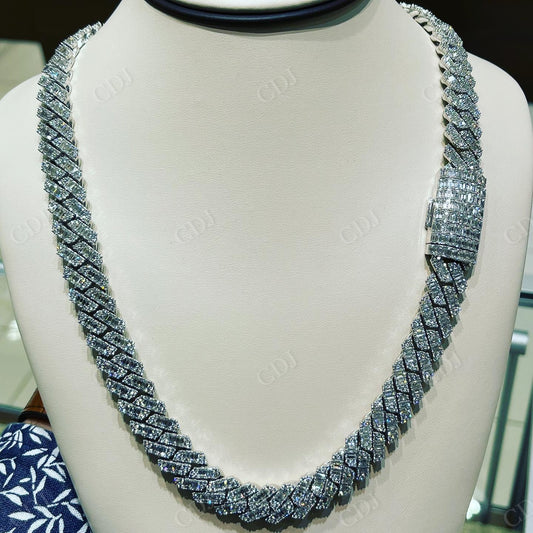 10K White Gold Moissanite Diamond Cuban Chain hip hop jewelry CustomDiamJewel   