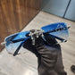 Hip Hop Blue Lens Moissanite Diamond Sunglasses hip hop jewelry CustomDiamJewel