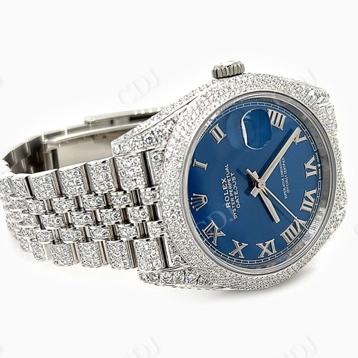 Blue Dial Custom Rolex Datejust Diamond Watch  customdiamjewel   