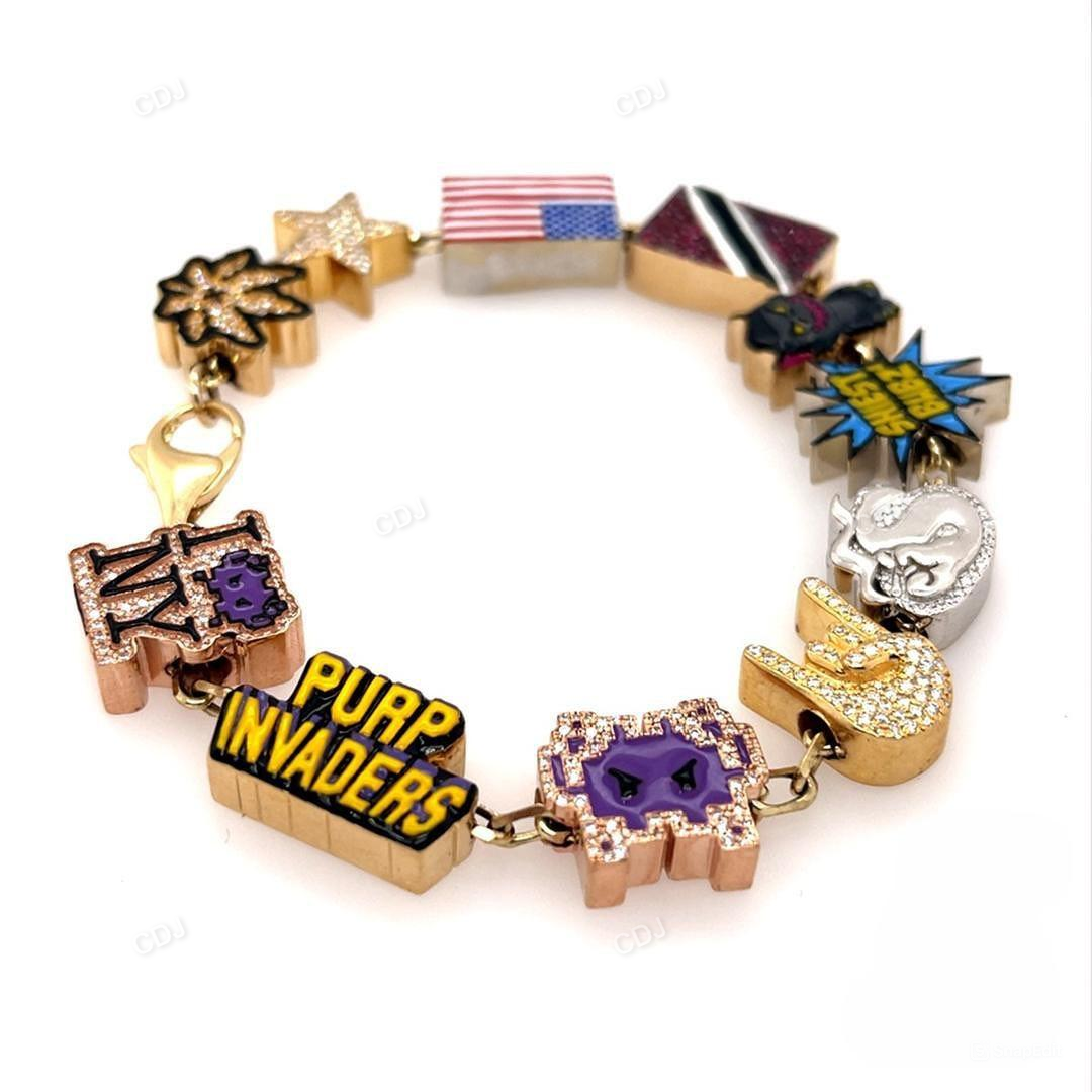 Customized Enamel Set Hip Hop Diamond Bracelets  CustomDiamJewel   