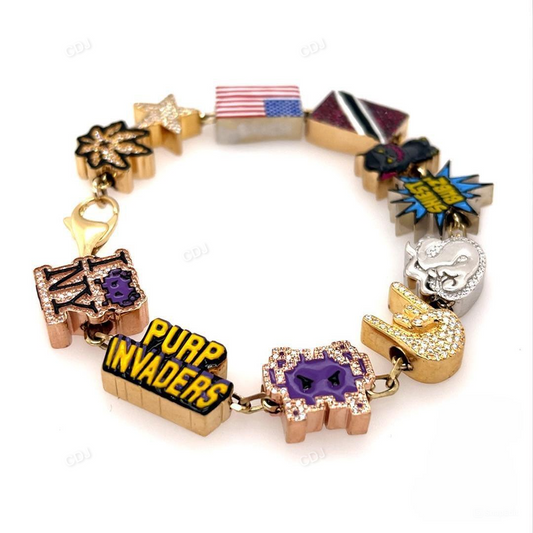 Customized Enamel Set Hip Hop Diamond Bracelets  CustomDiamJewel   