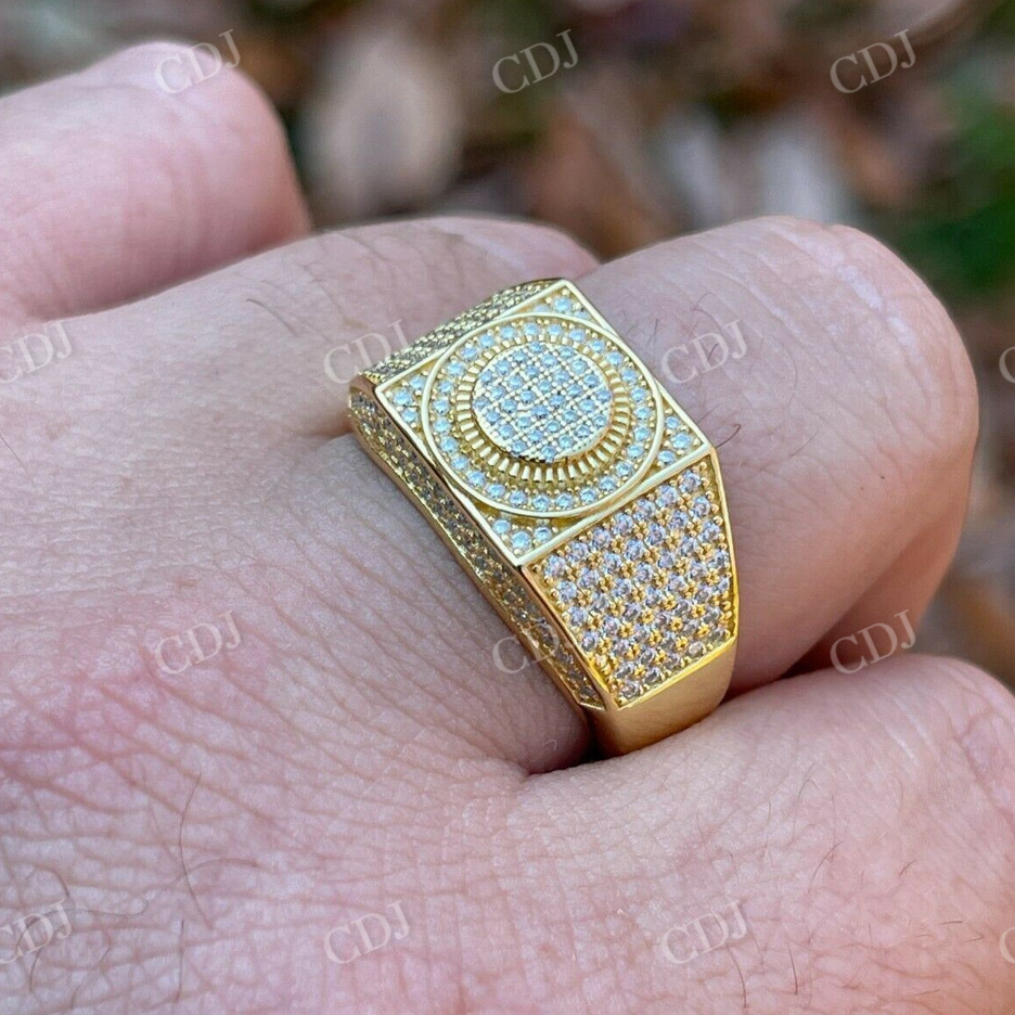 14K Gold Mens Hip Hop Iced Moissanite Ring  customdiamjewel   