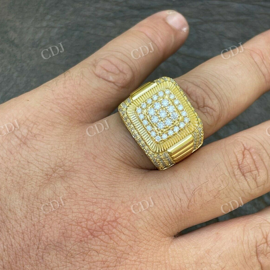 14K Gold Men's Hip Hop Iced Moissanite Ring  customdiamjewel   