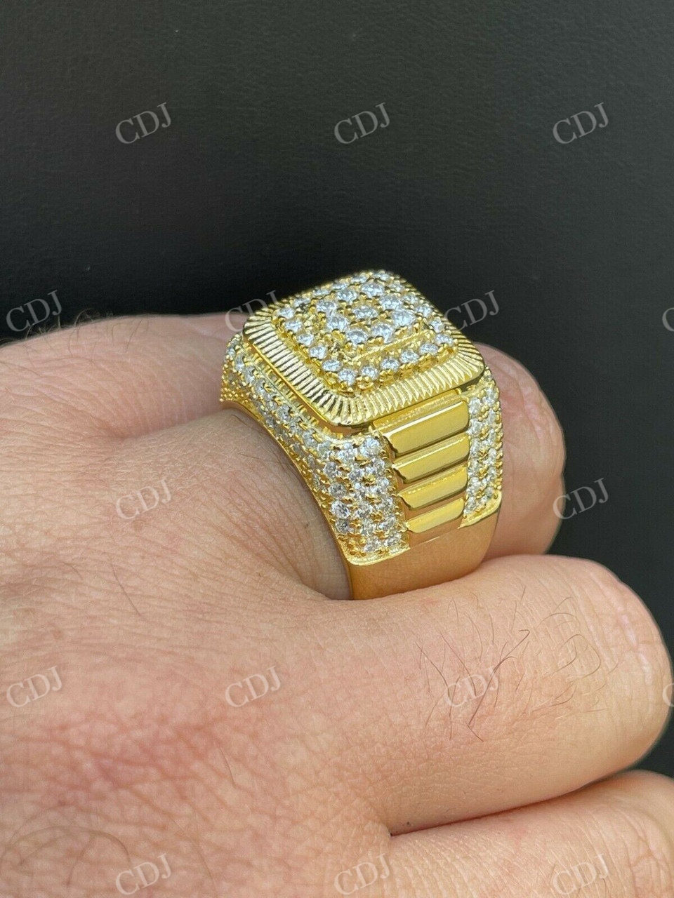 14K Gold Men's Hip Hop Iced Moissanite Ring  customdiamjewel   