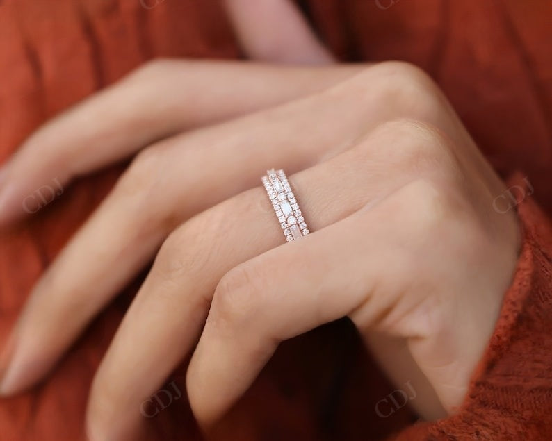 0.82CTW Baguette Round Cut Lab Grown Diamond Wedding Band  customdiamjewel   