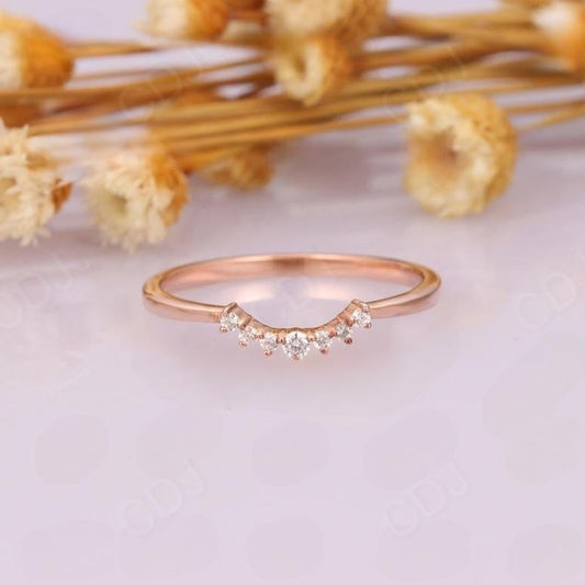 0.07CTW Natural Round Diamond Curved Women Wedding Band  customdiamjewel 10KT Rose Gold VVS-EF