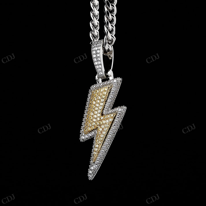 Two Tone Lightning Diamond Pendant hip hop jewelry CustomDiamJewel