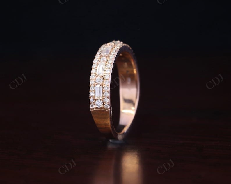 0.82CTW Baguette Round Cut Lab Grown Diamond Wedding Band  customdiamjewel   