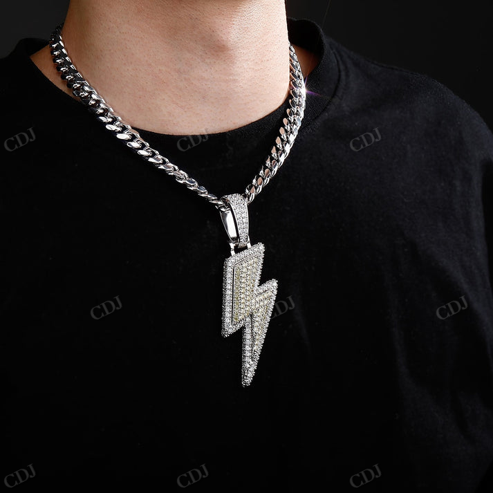 Two Tone Lightning Diamond Pendant hip hop jewelry CustomDiamJewel