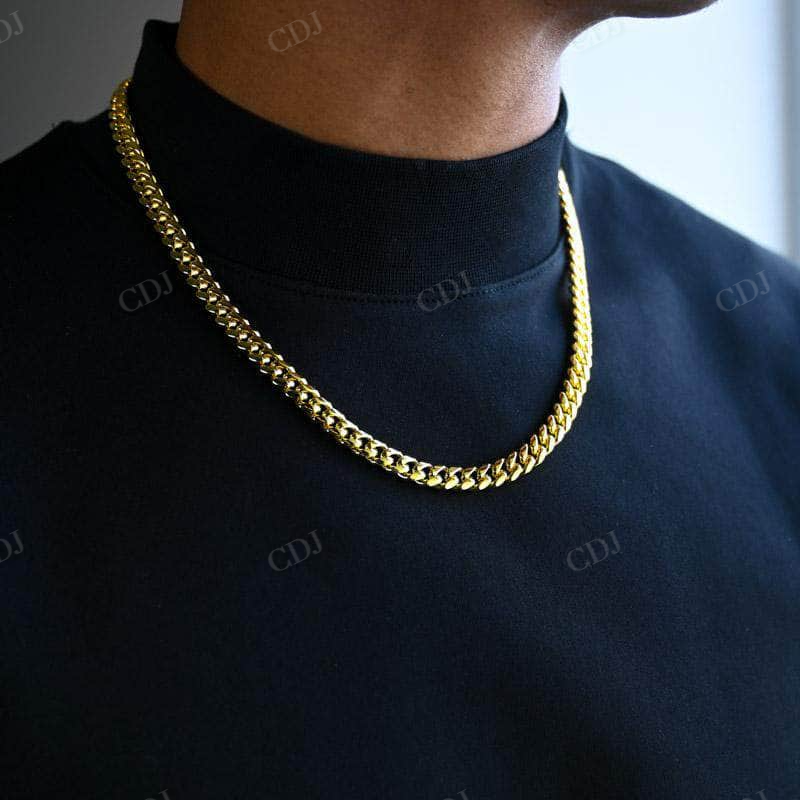 Simple Plain Yellow Gold Miami Cuban Link Chain  customdiamjewel   