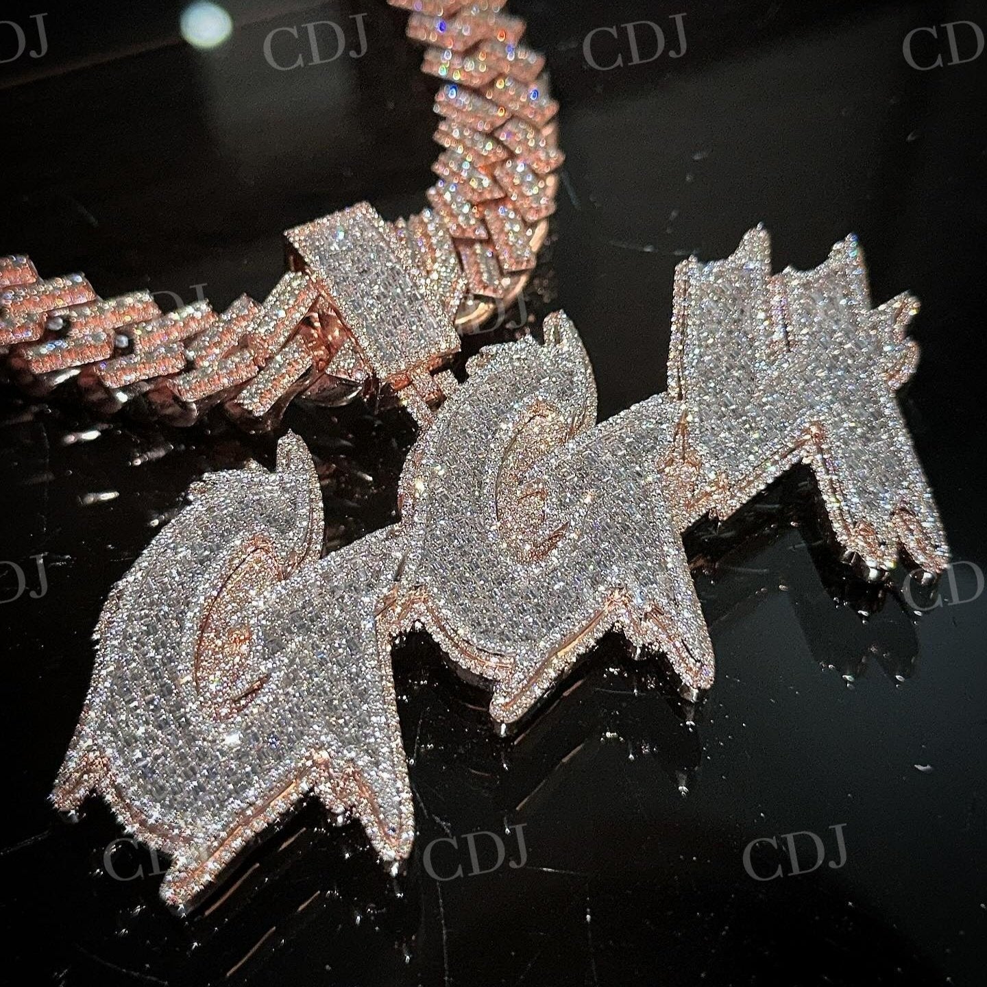 GG4 Letter Baguette and Round Hip Hop Iced out Diamond Pendant hip hop jewelry customdiamjewel   