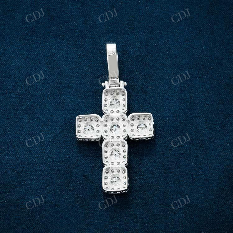 Round Diamond Halo Cross Pendant  customdiamjewel   