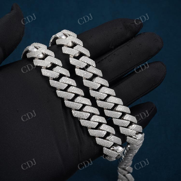 4 Row 15MM White Gold Cuban Link Chain hip hop jewelry customdiamjewel   