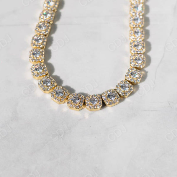 Antique Halo Cluster Diamond Tennis Chain for Men's  customdiamjewel   