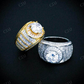 Baguette Diamond halo Hip Hop Style Ring  customdiamjewel   