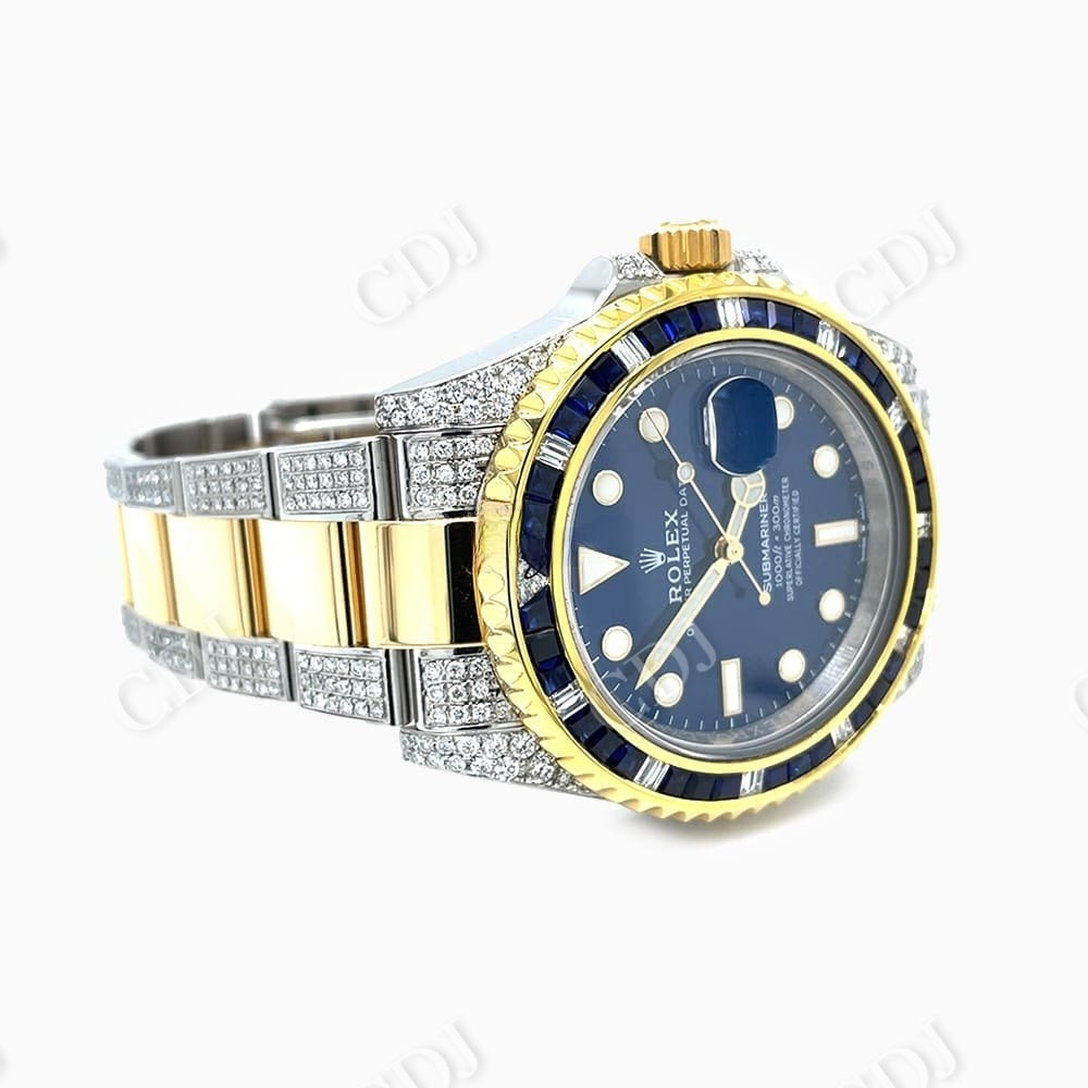 Custom Blue Dial Rolex Diamond Watch  customdiamjewel   