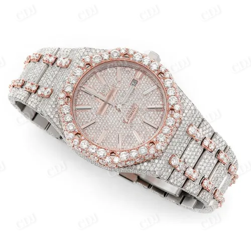 Fashionable Round Cut Moissanite Diamond Men's Hip Hop Watch Custom Designer Iced Out Watch Hip Hop Jewelry  customdiamjewel   