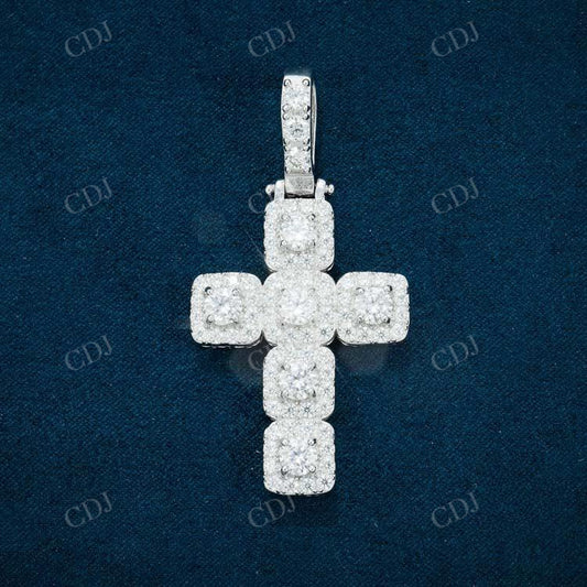 Round Diamond Halo Cross Pendant  customdiamjewel   