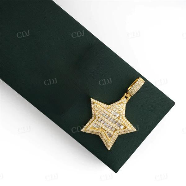 Baguette Star Shaped Diamond Pendant Hip Hop Jewelry  customdiamjewel   