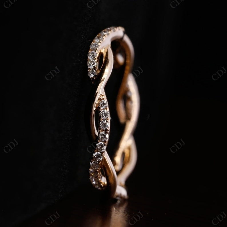 Round Lab Grown Diamond Twisted Matching Rose Gold Wedding Band  customdiamjewel   