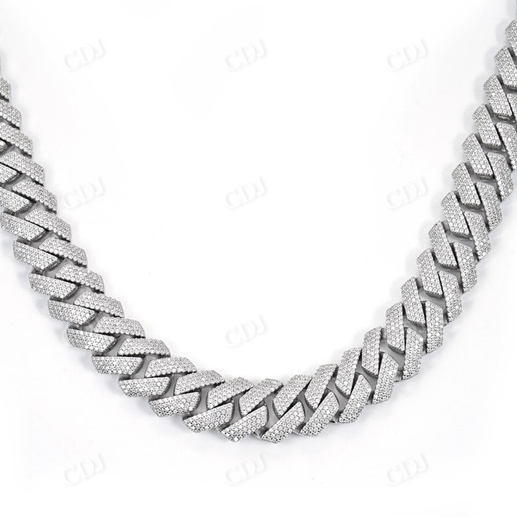 4 Row 15MM White Gold Cuban Link Chain hip hop jewelry customdiamjewel   