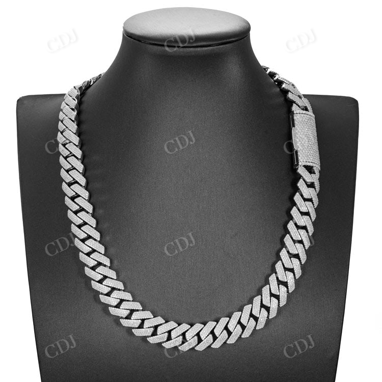 4 Row 15MM White Gold Cuban Link Chain hip hop jewelry customdiamjewel   