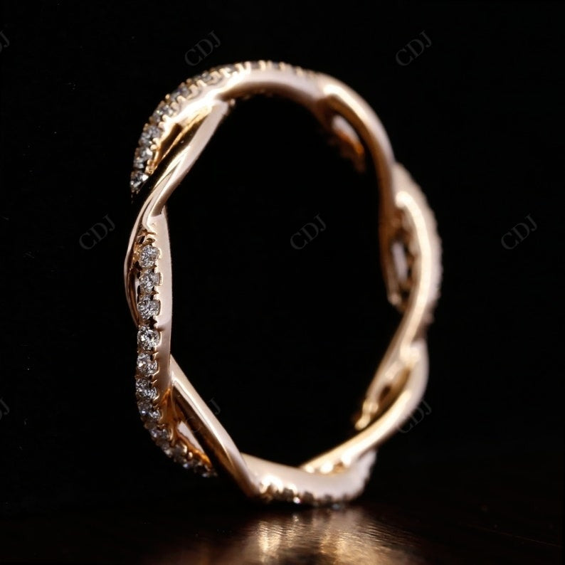 Round Lab Grown Diamond Twisted Matching Rose Gold Wedding Band  customdiamjewel   