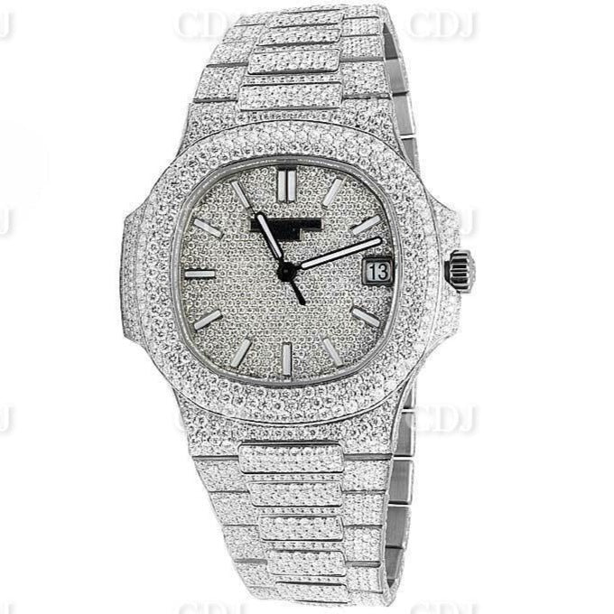 Natural Diamond Watch For Him Stylish Custom Hip Hop Watch Mens Patek Philippe Diamond Watch 26.5 CTW (Approx)  customdiamjewel   