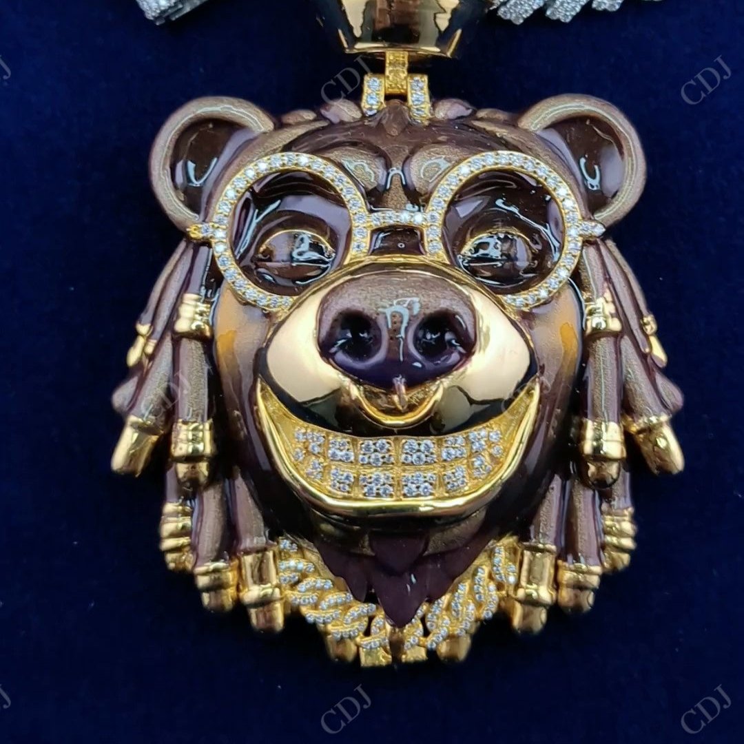 Antique Dog Face Enamel Pendant hip hop jewelry CustomDiamJewel   