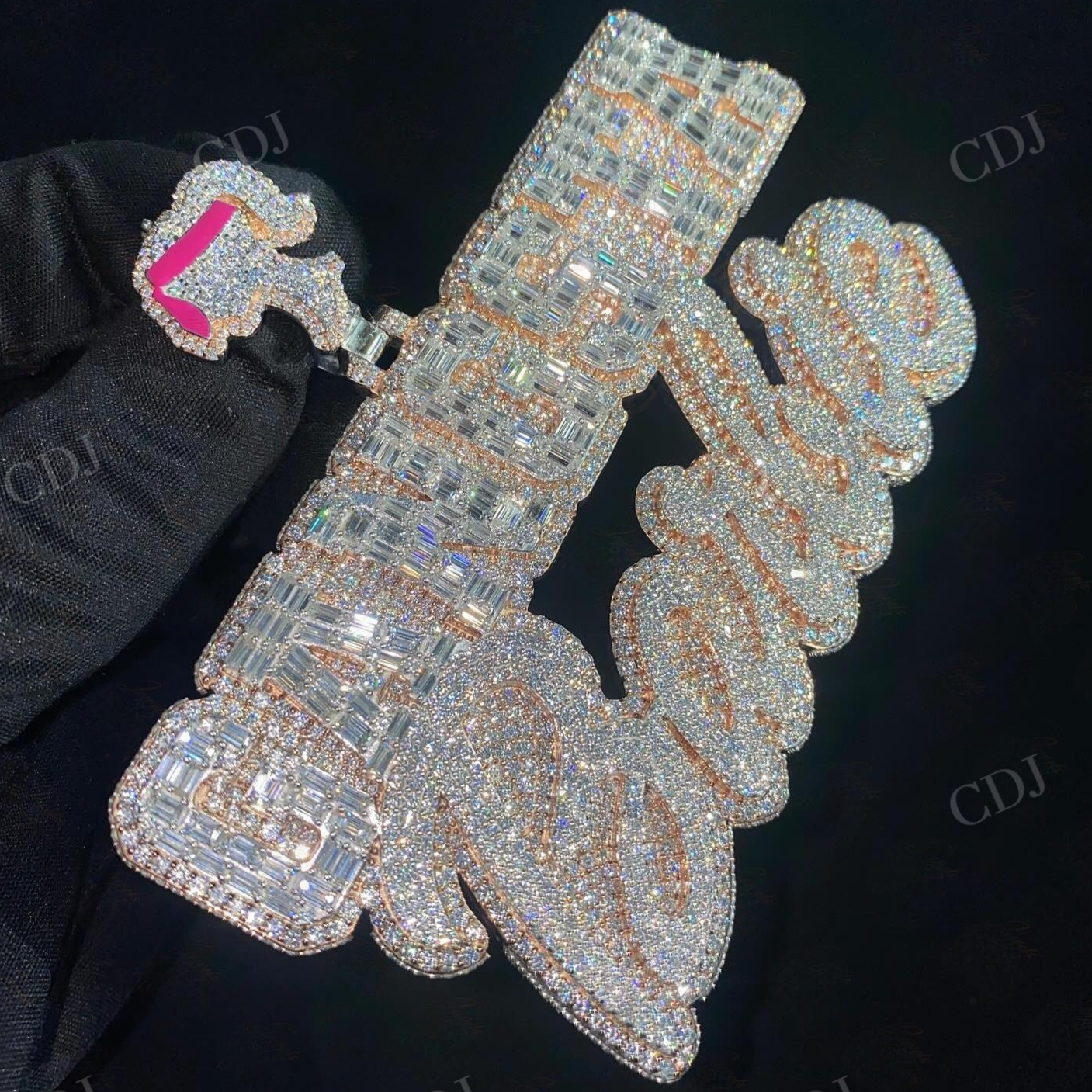 GANGSTA Barbie VVS Baguette Diamond Women Pendant hip hop jewelry customdiamjewel   