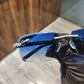 Rectangle Shape Blue Lens Moissanite Sunglasses hip hop jewelry CustomDiamJewel