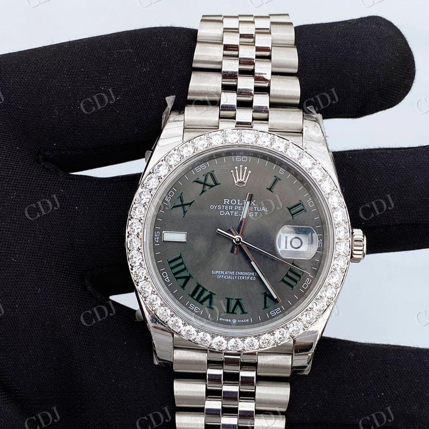 Full White Rolex Jubilee Stainless Steel Watch hip hop jewelry CustomDiamJewel   