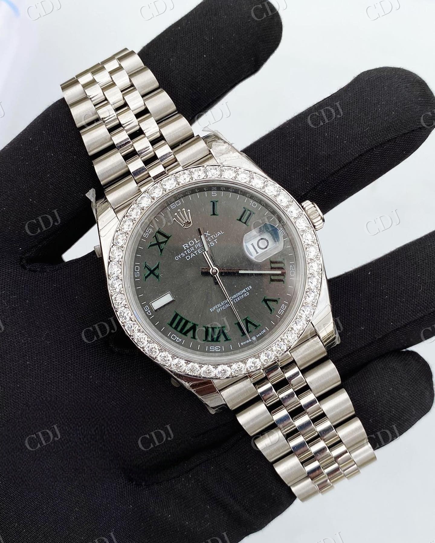 Full White Rolex Jubilee Stainless Steel Watch hip hop jewelry CustomDiamJewel   