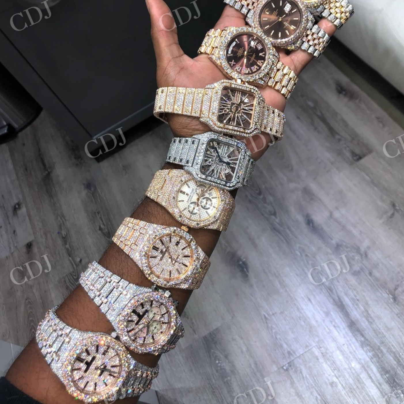 Round Diamond Stainless Steel Iced Out Blind Hip Hop Watch  customdiamjewel   