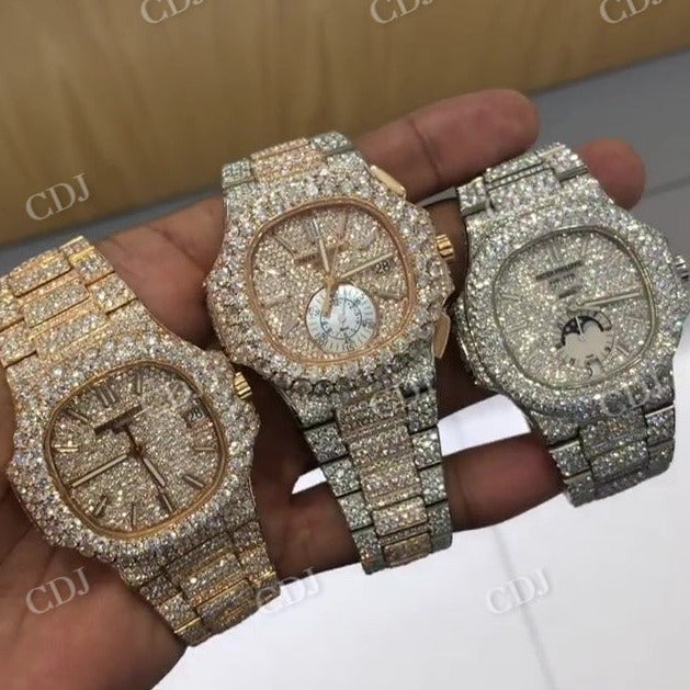 Patek Philippe Chrono Automatic Fully Iced Out Watch  customdiamjewel   