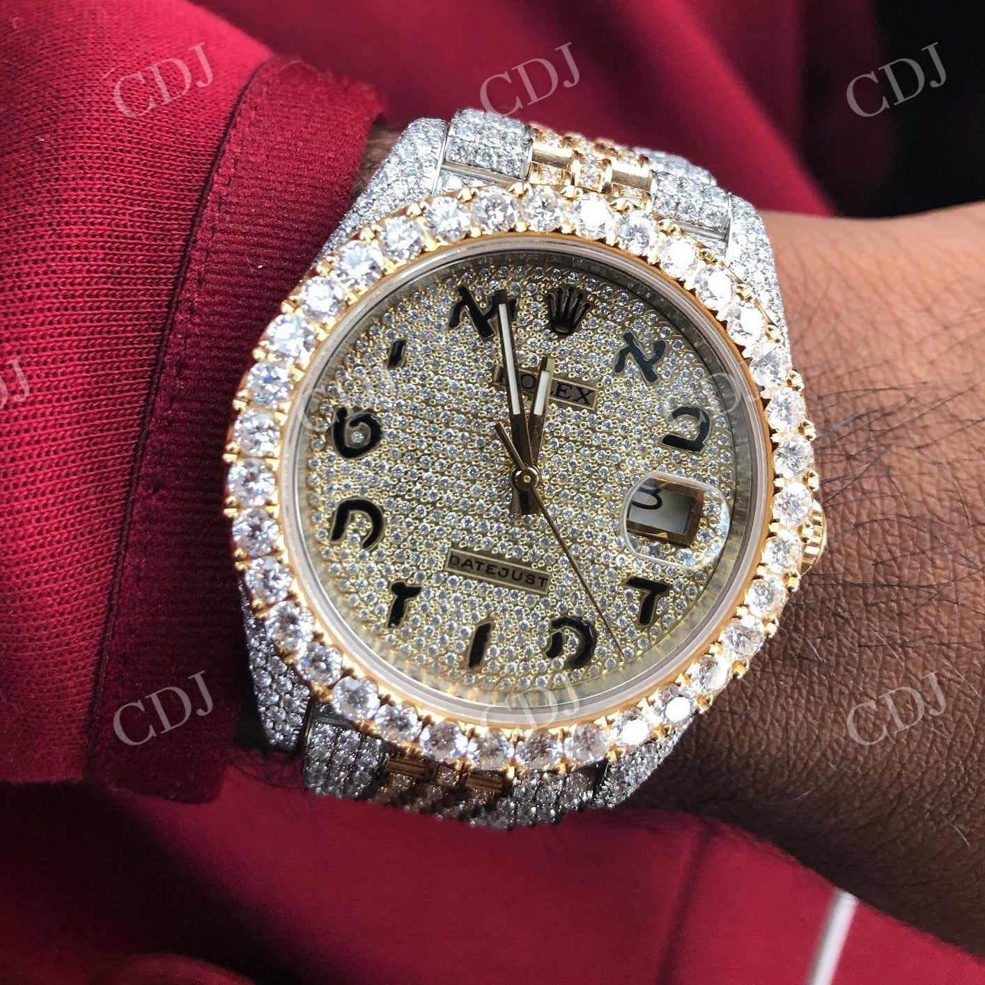 Rolex Jubilee Date Just Fully Iced Out VVS Diamond Watch  customdiamjewel   