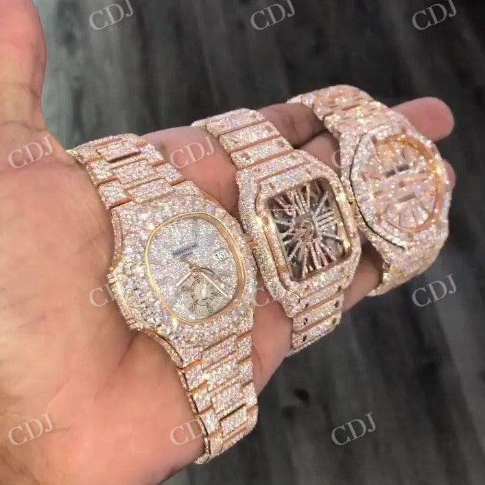 Patek Philippe, Cartier Skeleton, AP Iced Out VVS Diamond Hip Hop Watch  customdiamjewel   