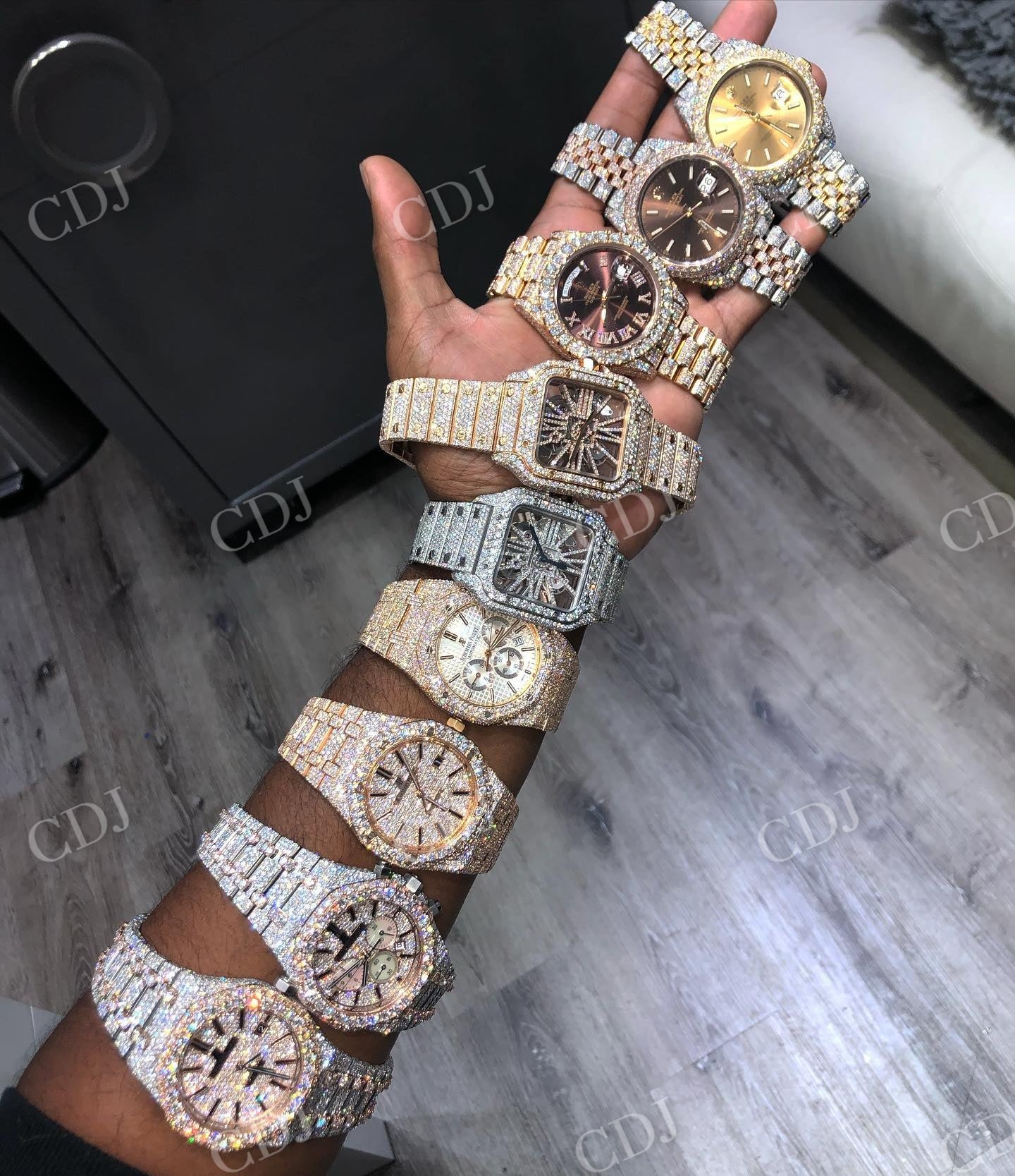 Round Diamond Stainless Steel Iced Out Blind Hip Hop Watch  customdiamjewel   